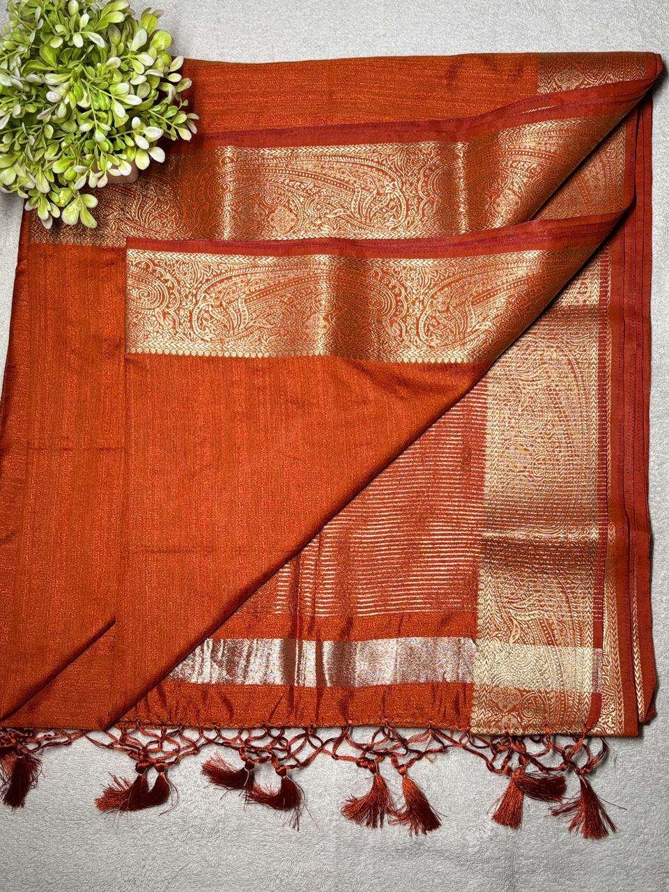 Rust Orange Tussar Motka Saree